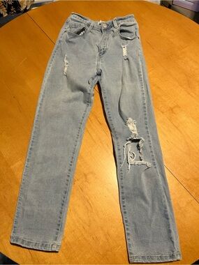 Cotton On Light Blue Distressed Straight-Leg Jeans